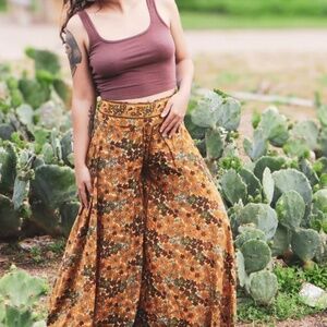 Golden Flower Palazzo Pants